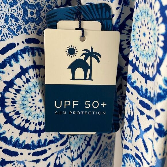 Caribbean Joe Womens UPF 50 Yoke Neck Dress Medallion Blue Sz Medium NWT… - Picture 4 of 10